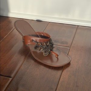 OSCAR DE LA RENTA Chain & Stone Drop Heels